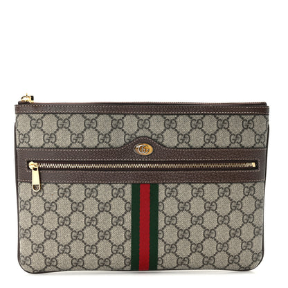 Gucci GG Supreme Monogram Large Ophidia Pouch Clutch Brown 1 of 9