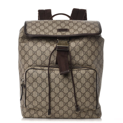 Gucci GG Supreme Monogram Medium Single Buckle Rucksack Backpack Beige Ebony Brown 1 of 11