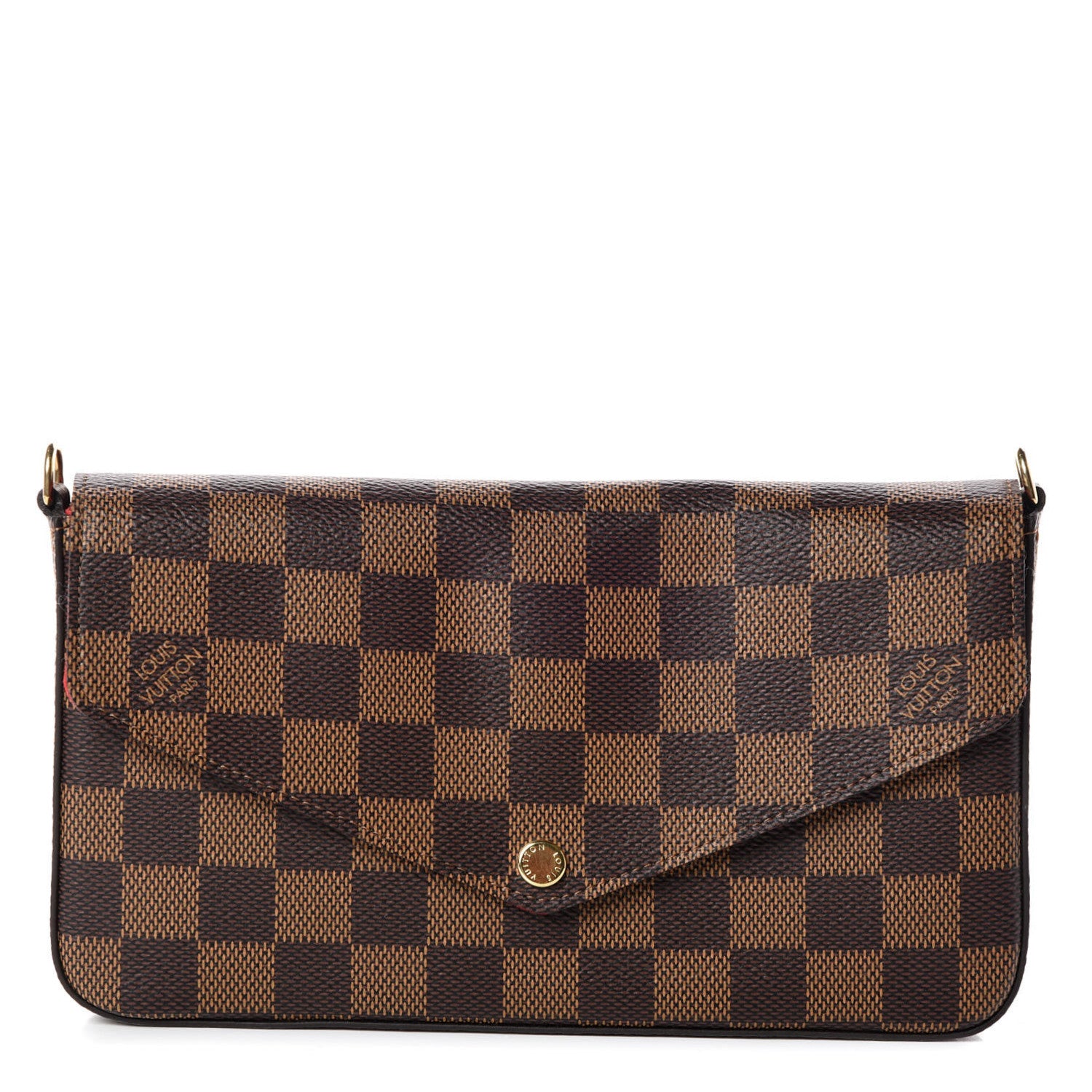 Louis Vuitton Damier Ebene Pochette Felicie Chain Wallet 1 of 9