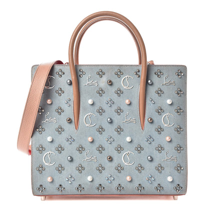 Christian Louboutin Denim Calfskin Patent Pearl Studded Loubinthesky Medium Paloma Blue 1 of 29