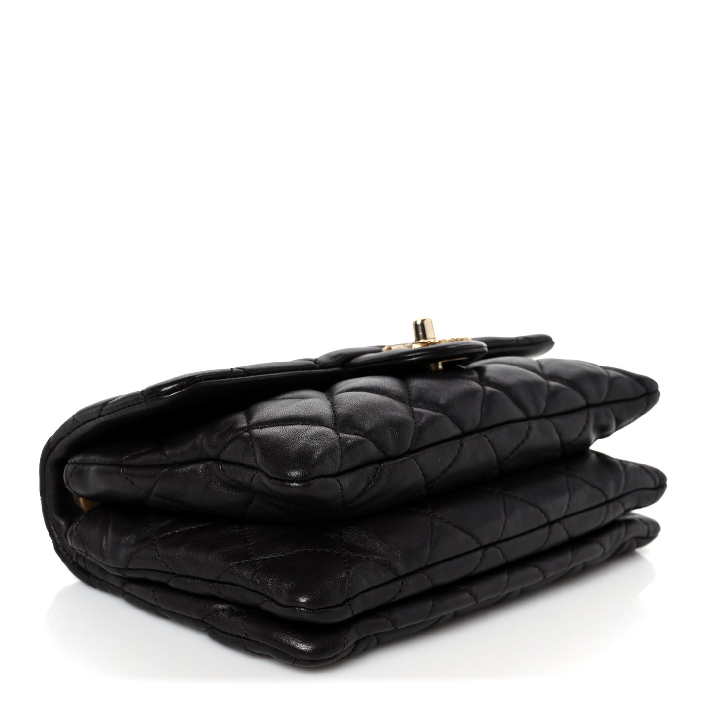 Lambskin Quilted Small Pillow Crush Flap Dark Brown