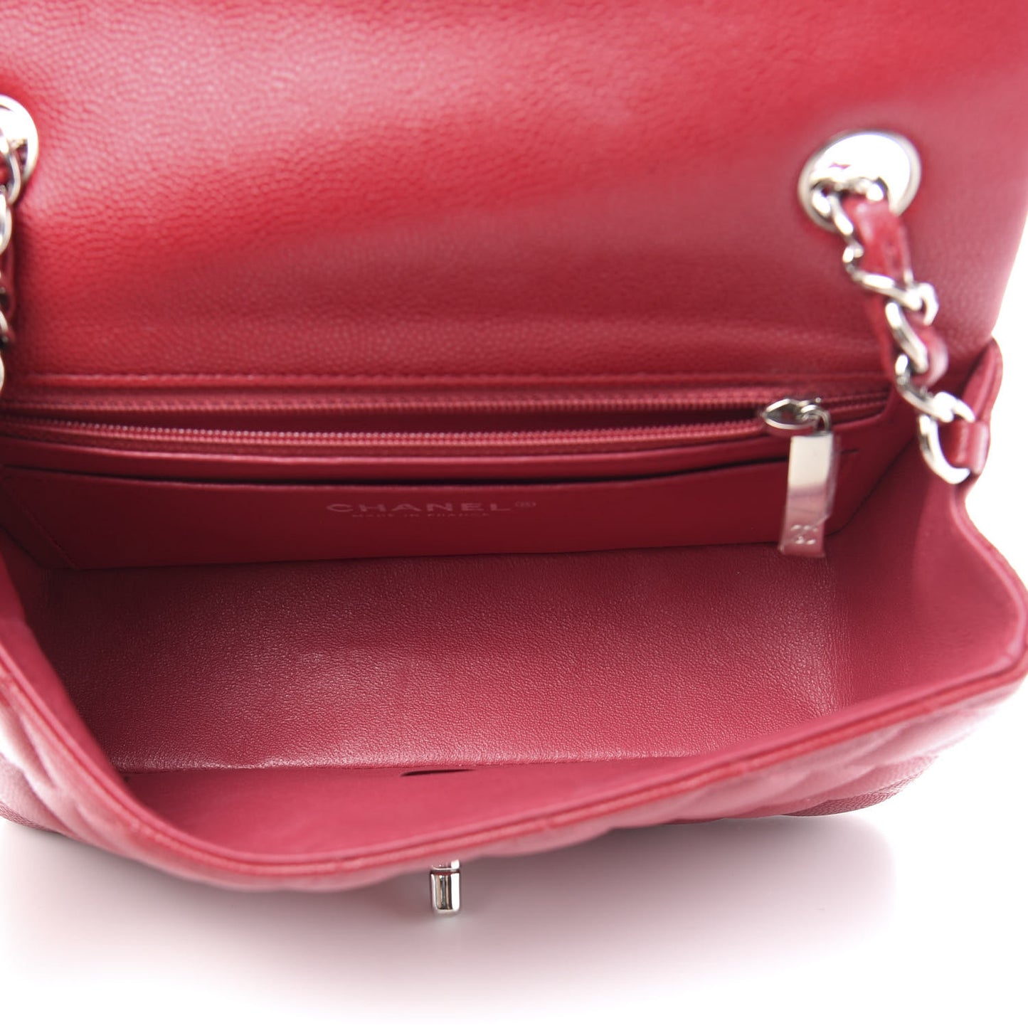 Caviar Quilted Mini Rectangular Flap Dark Pink