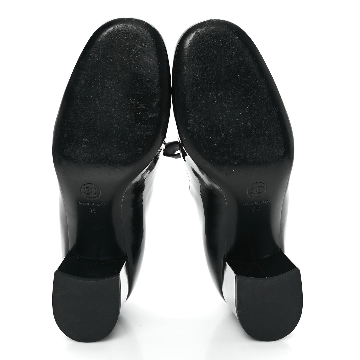 Chanel Patent Calfskin Grosgrain CC Mary Jane Pumps 39 Black 6 of 9