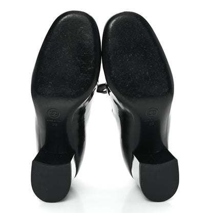 Chanel Patent Calfskin Grosgrain CC Mary Jane Pumps 39 Black 6 of 9