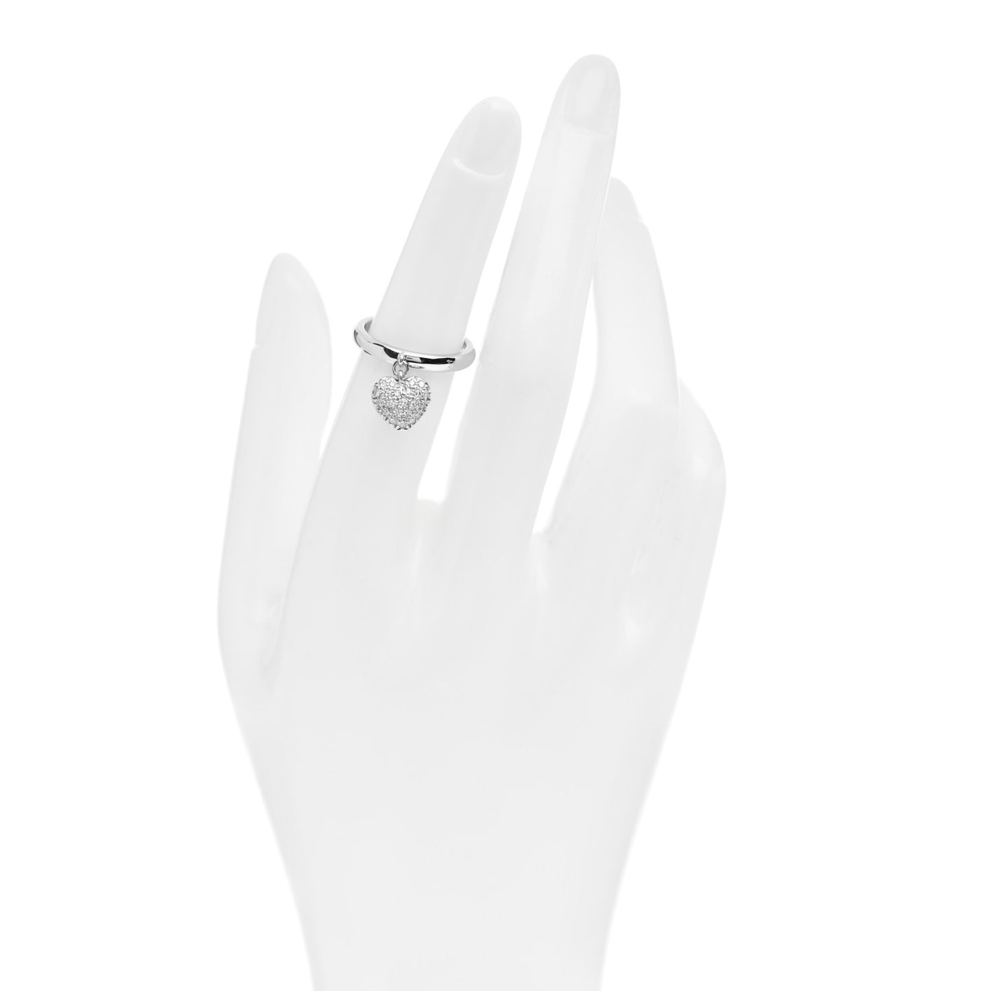 Platinum Diamond Heart Charm Ring 50 5.5