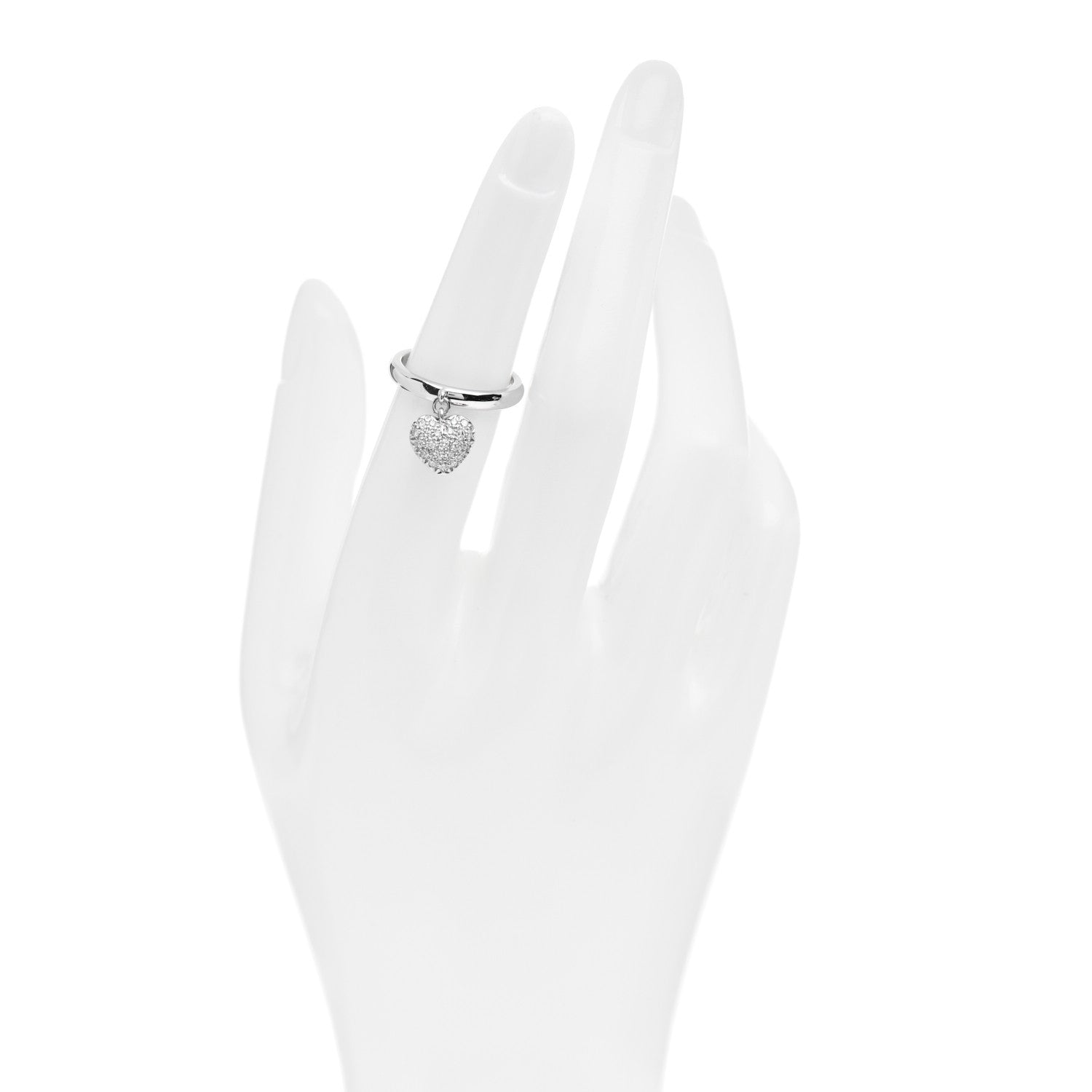 Tiffany Platinum Diamond Heart Charm Ring 50 5.5 2 of 4