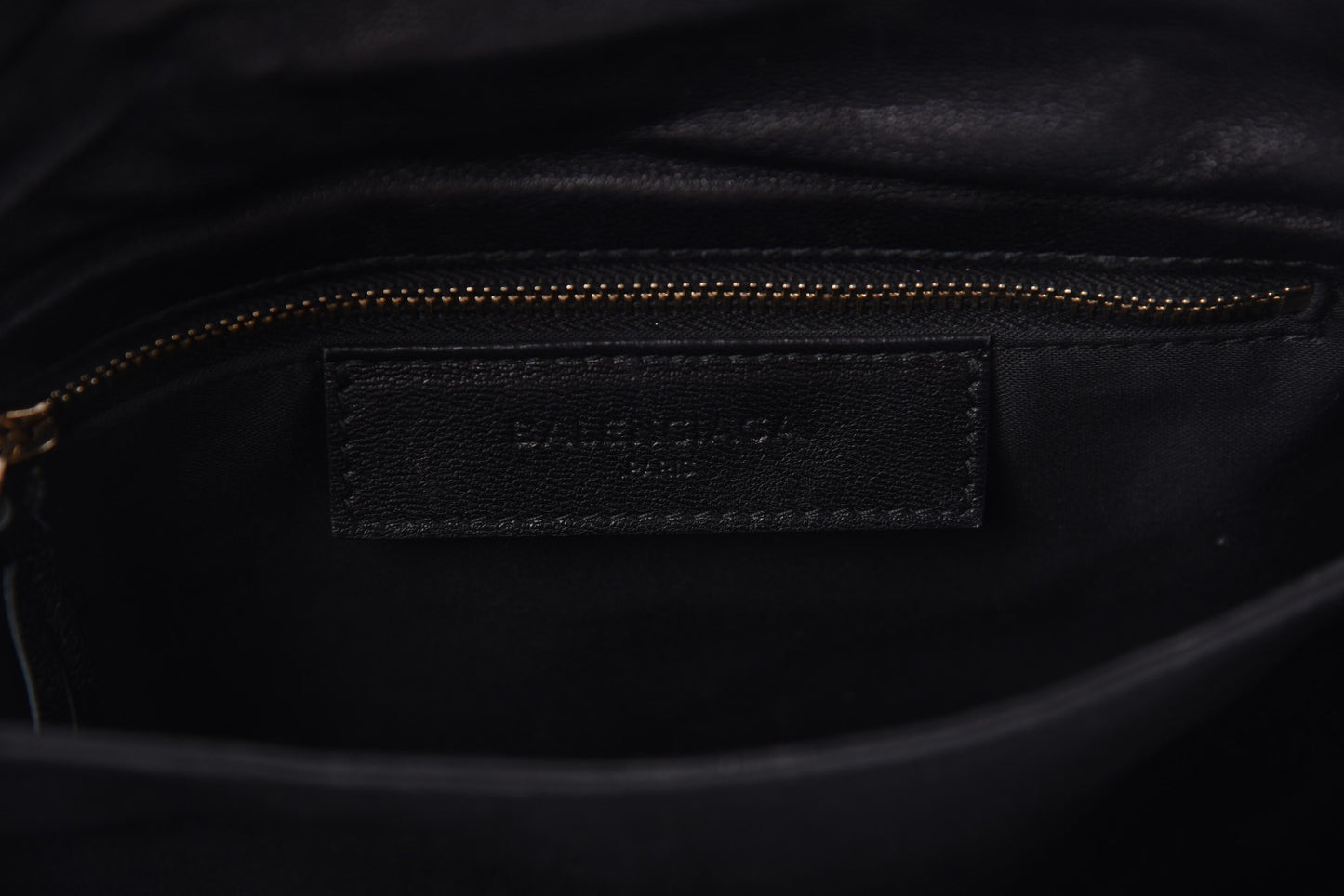 Chevre Gold Metallic Edge Hardware Envelope Clutch Black