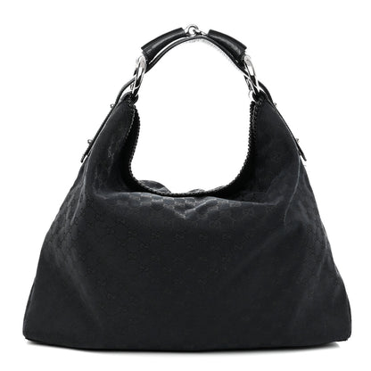 Gucci Monogram Large Horsebit Chain Hobo Black 1 of 15
