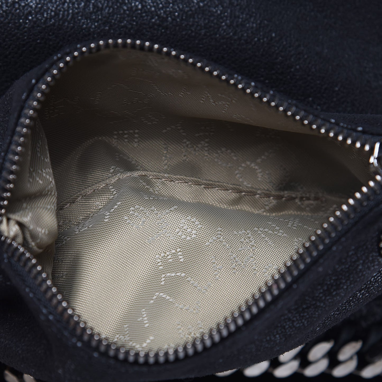 Chamois Shiny Dotted Large Falabella Bucket Bag Ruthenium