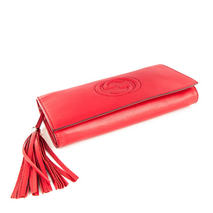 Gucci Pebbled Calfskin Medium Soho Clutch Red 4 of 7