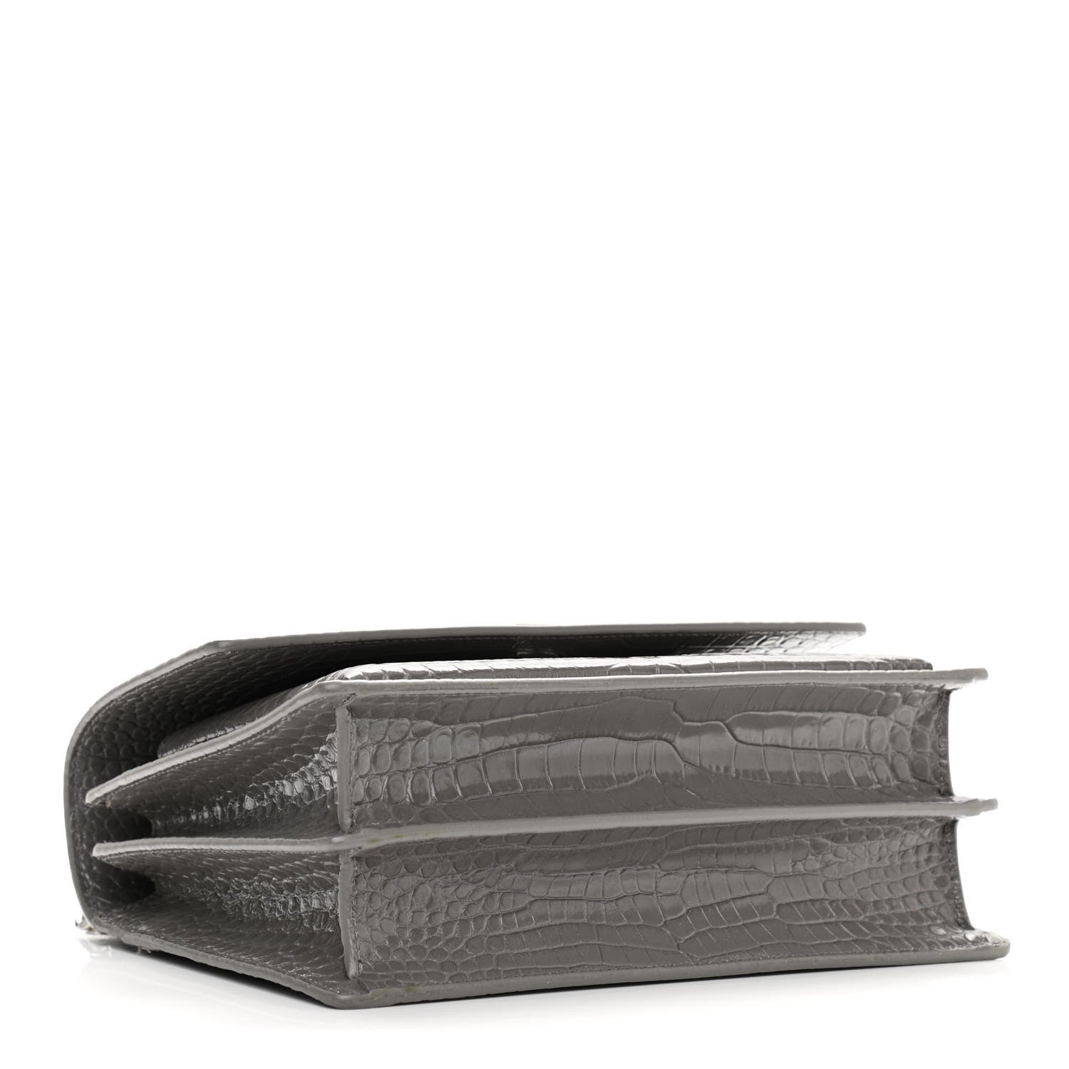 Saint Laurent Calfskin Crocodile Embossed Medium Monogram Sunset Fog 4 of 11