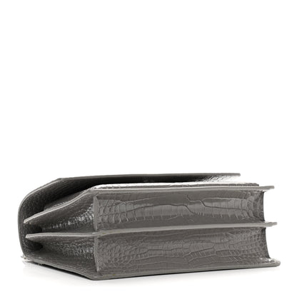 Saint Laurent Calfskin Crocodile Embossed Medium Monogram Sunset Fog 4 of 11