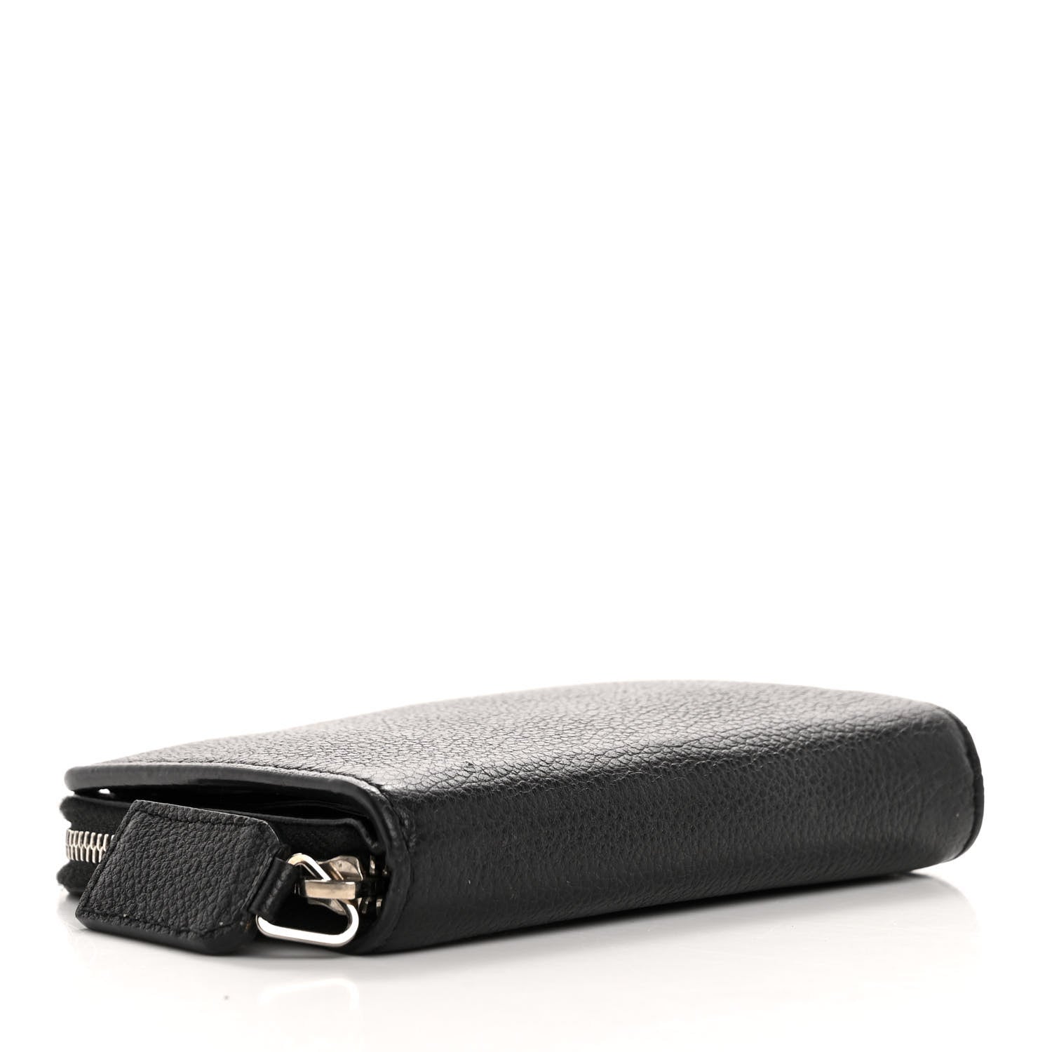 Saint Laurent Grained Calfskin Rive Gauche Compact Zip Around Wallet Black 4 of 11