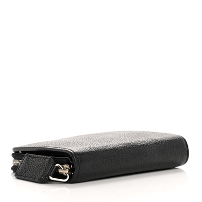 Saint Laurent Grained Calfskin Rive Gauche Compact Zip Around Wallet Black 4 of 11
