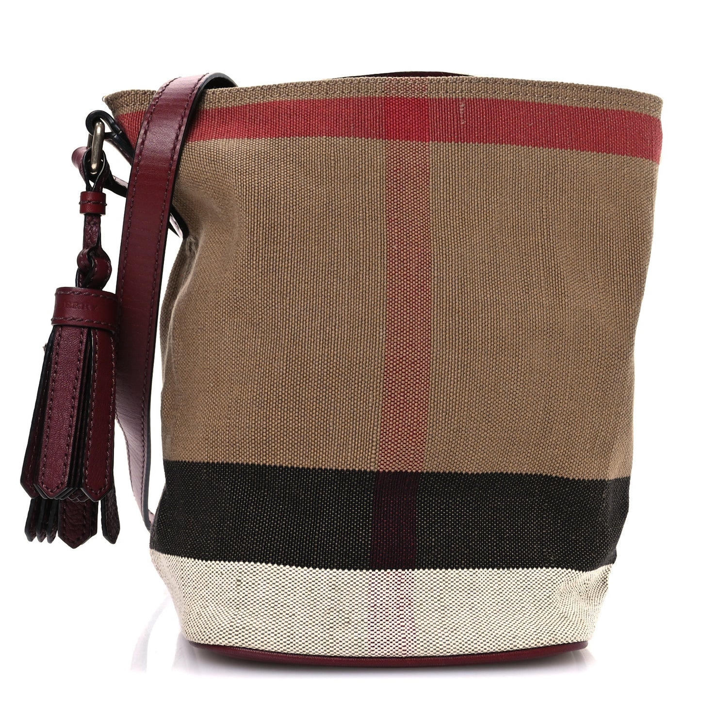 Canvas Mega Check Mini Ashby Tassel Crossbody Burgundy Red