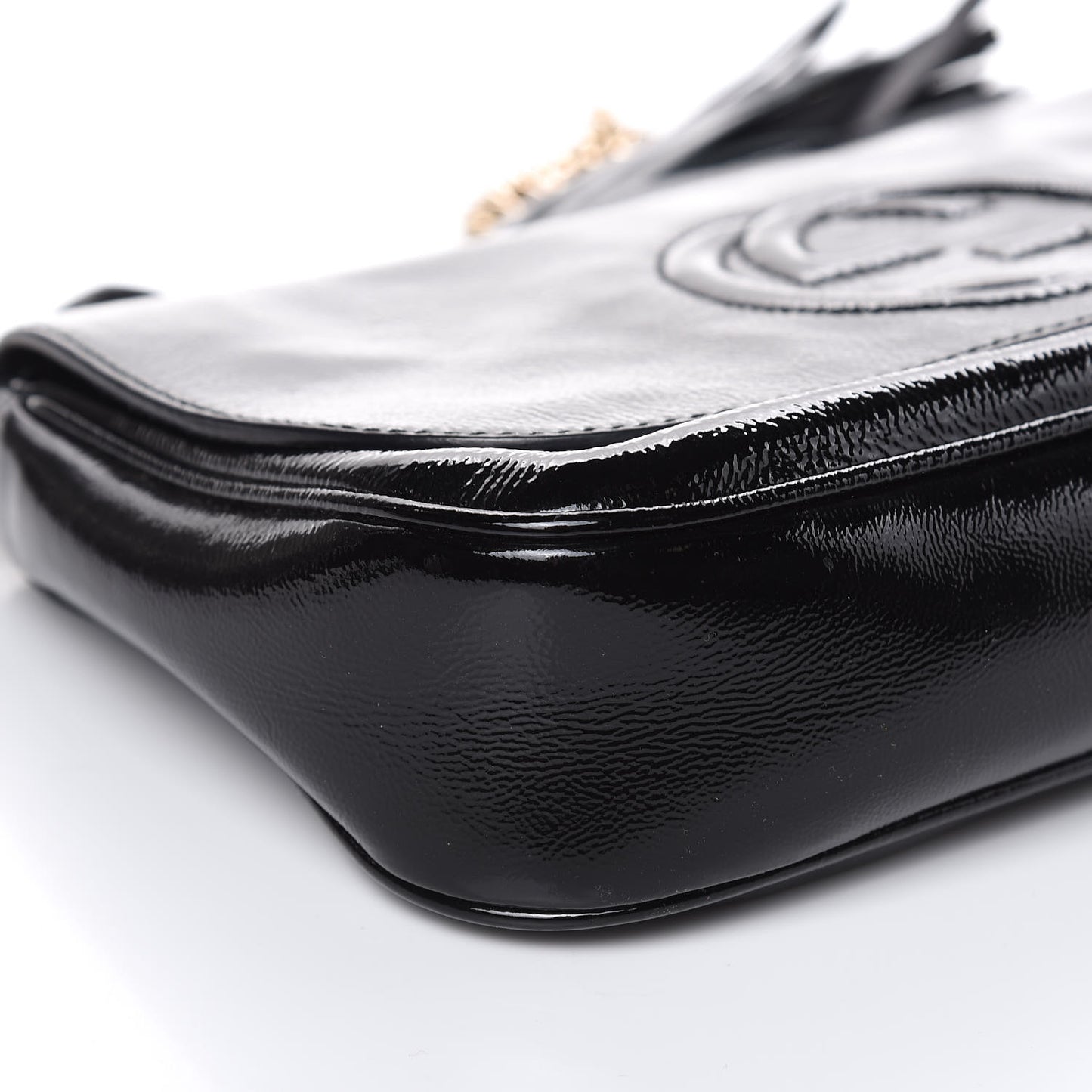 Patent Medium Soho Flap Crossbody Black