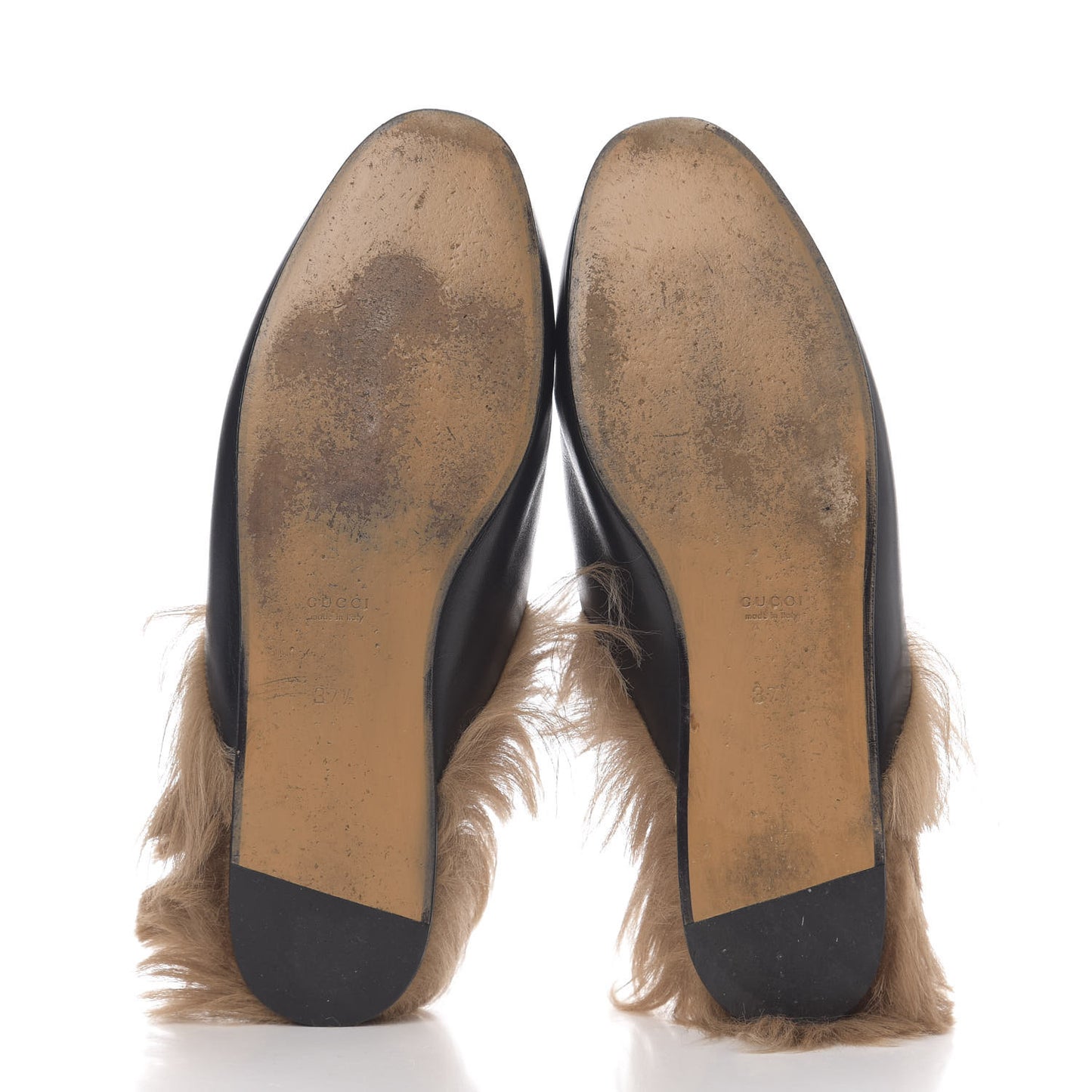 Calfskin Fur Womens Princetown Slippers 37.5 Black