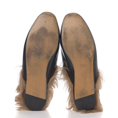 Gucci Calfskin Fur Womens Princetown Slippers 37.5 Black 5 of 8