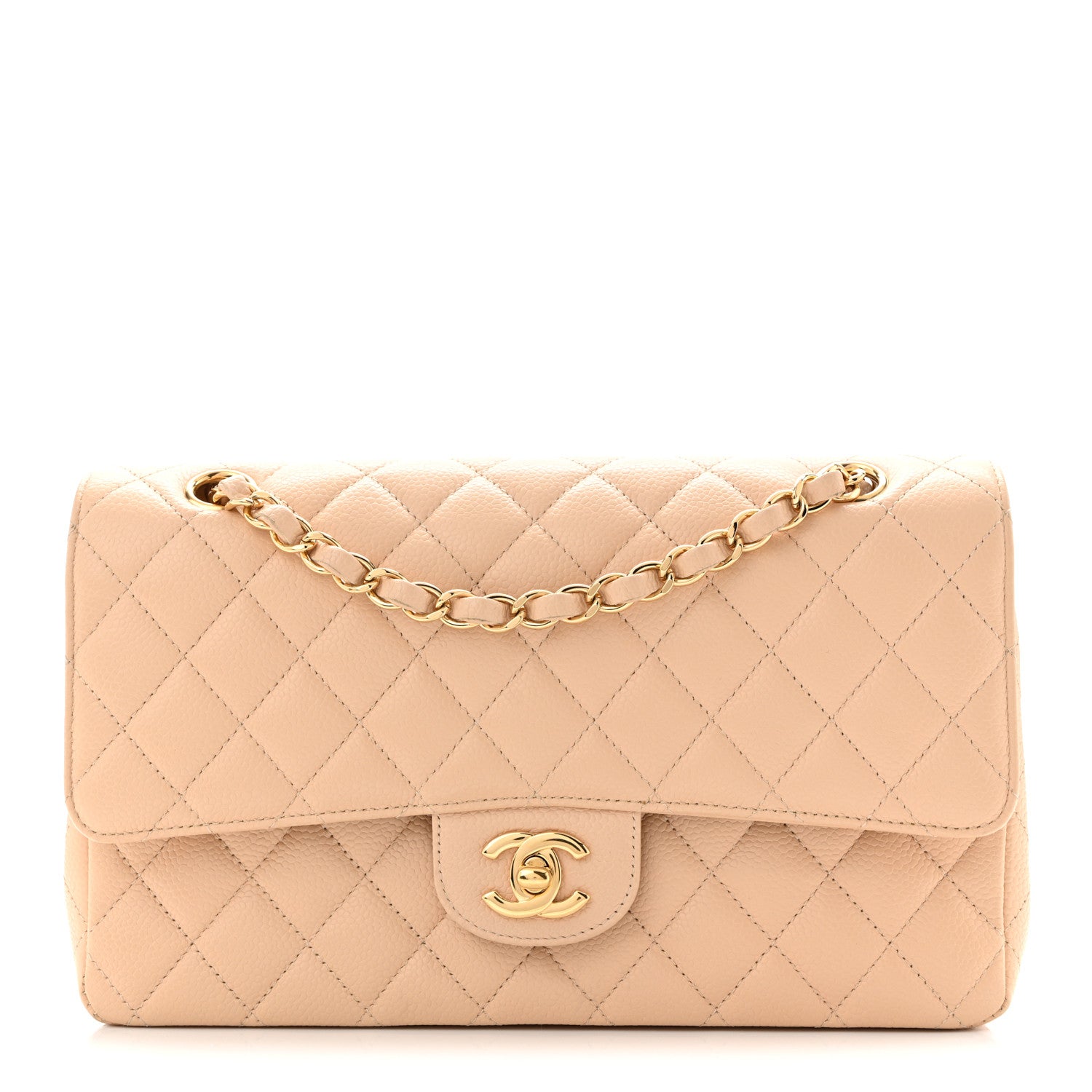 Chanel Caviar Quilted Medium Double Flap Beige 1 of 11