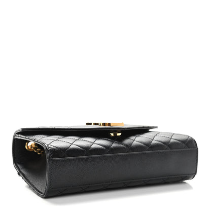 Saint Laurent Grain De Poudre Textured Mixed Matelasse Triquilt Small Monogram Satchel Black 4 of 9