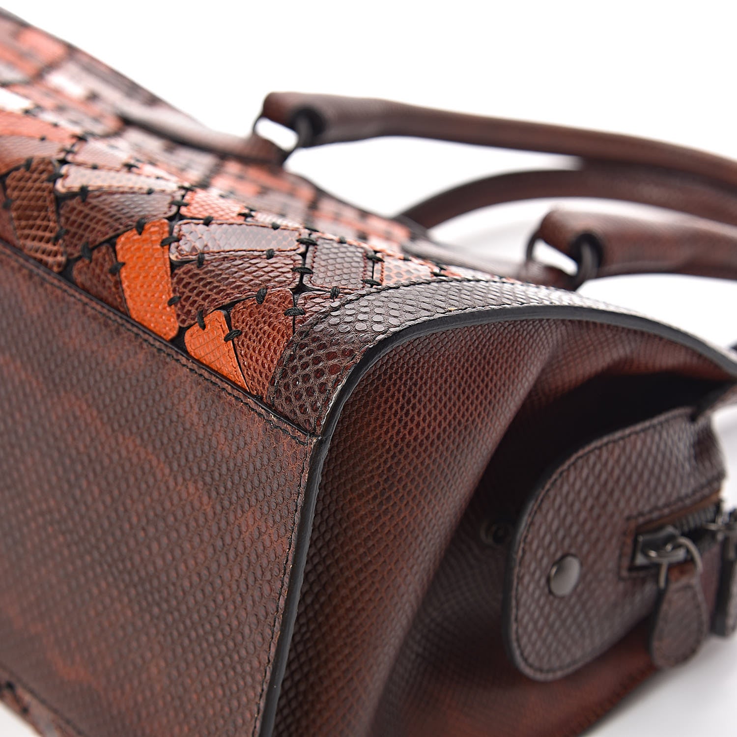 Bottega Veneta Ayers Karung Intrecciato Patchwork Shoulder Bag Ash Scuro Rust Clay 12 of 13