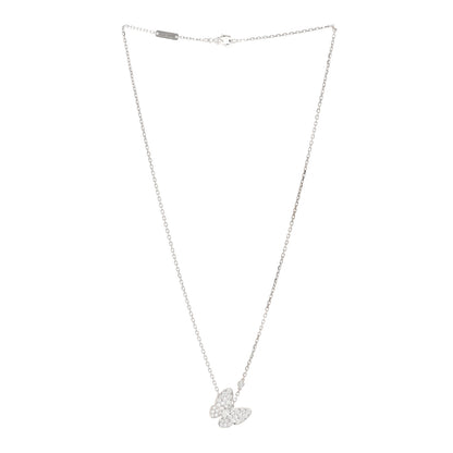 Van Cleef & Arpels 18K White Gold Diamond Two Butterfly Pendant Necklace 3 of 6