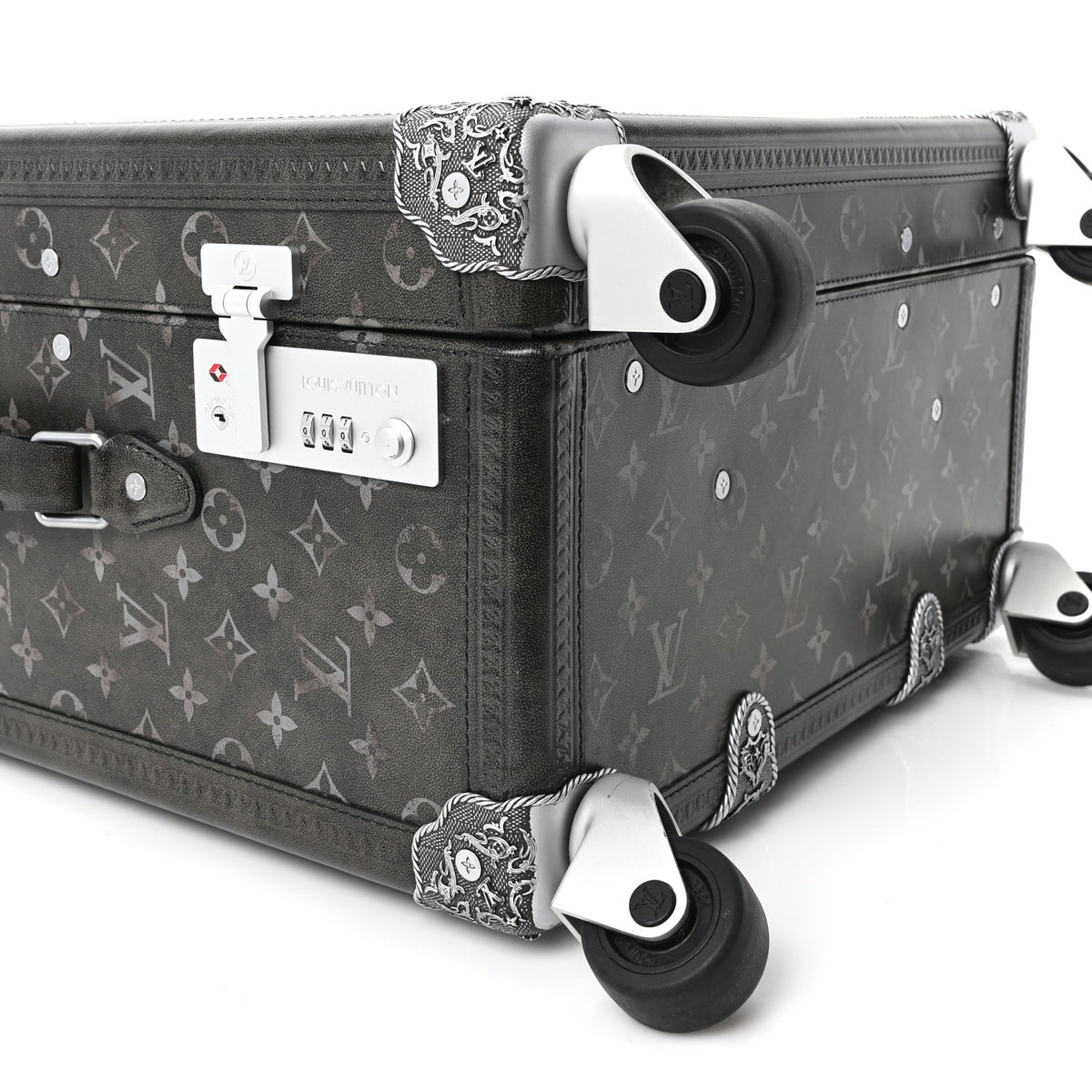 Louis Vuitton Brushed Monogram Rolling Trunk Black 7 of 8