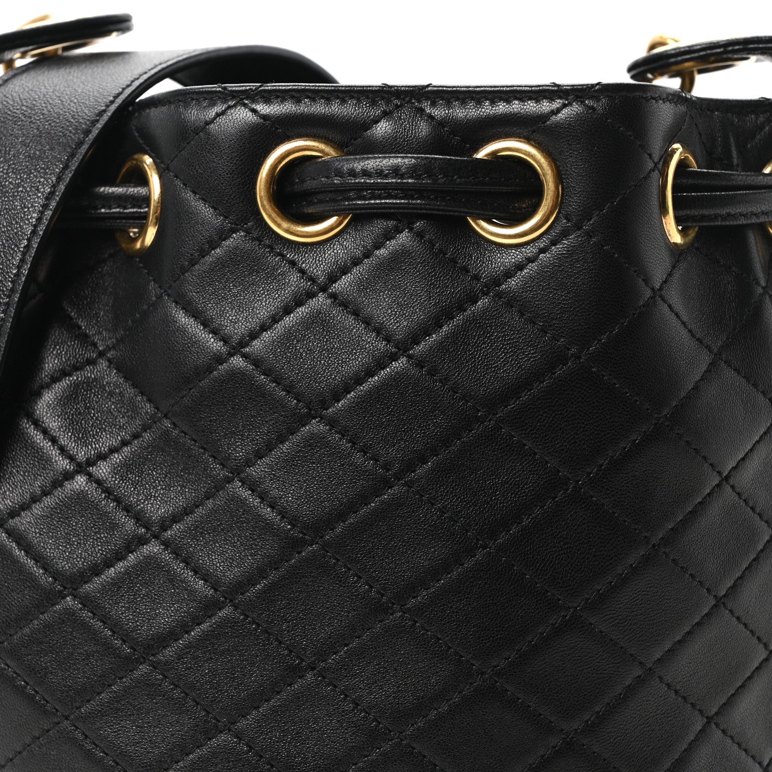 Saint Laurent Lambskin Carre Quilted Small Cassandre Bucket Bag Black 8 of 10