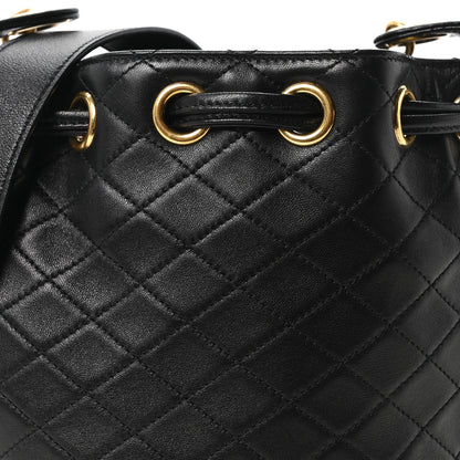 Saint Laurent Lambskin Carre Quilted Small Cassandre Bucket Bag Black 8 of 10