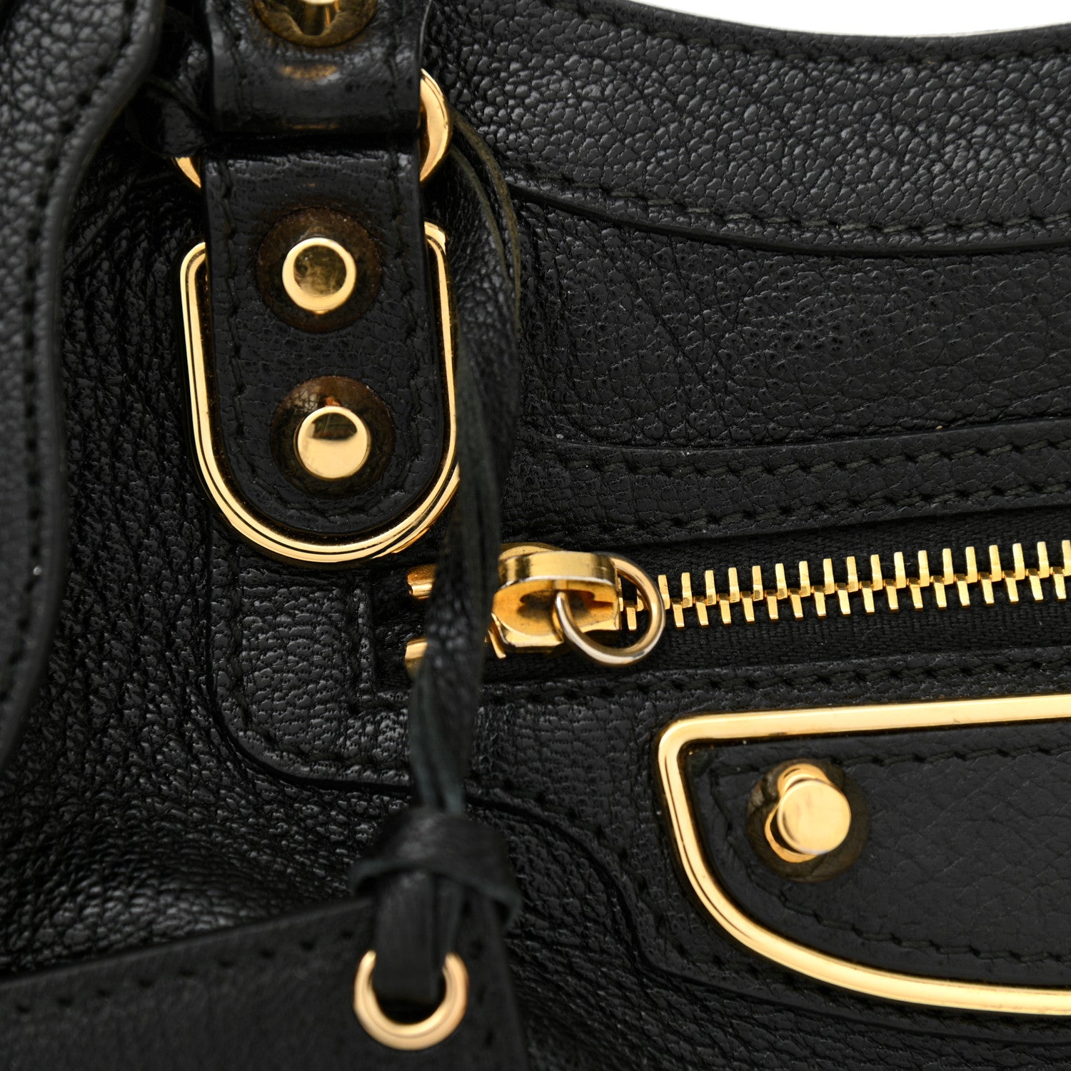 Balenciaga Chevre Gold Metallic Edge Hardware Mini City Black 11 of 14