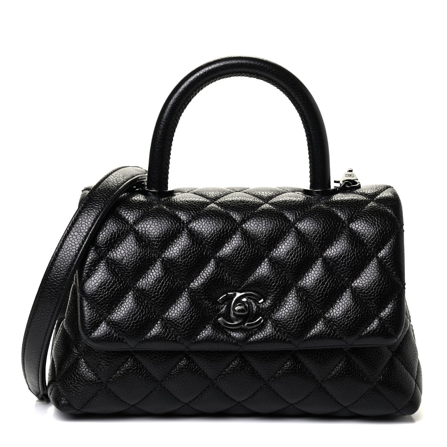 Caviar Quilted Mini Coco Handle Flap So Black