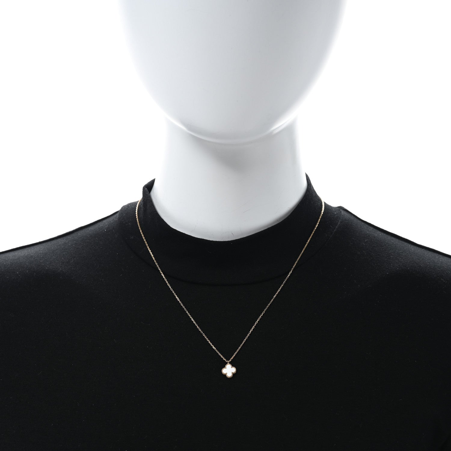 Van Cleef & Arpels 18K Yellow Gold Mother of Pearl Sweet Alhambra Pendant Necklace 3 of 5