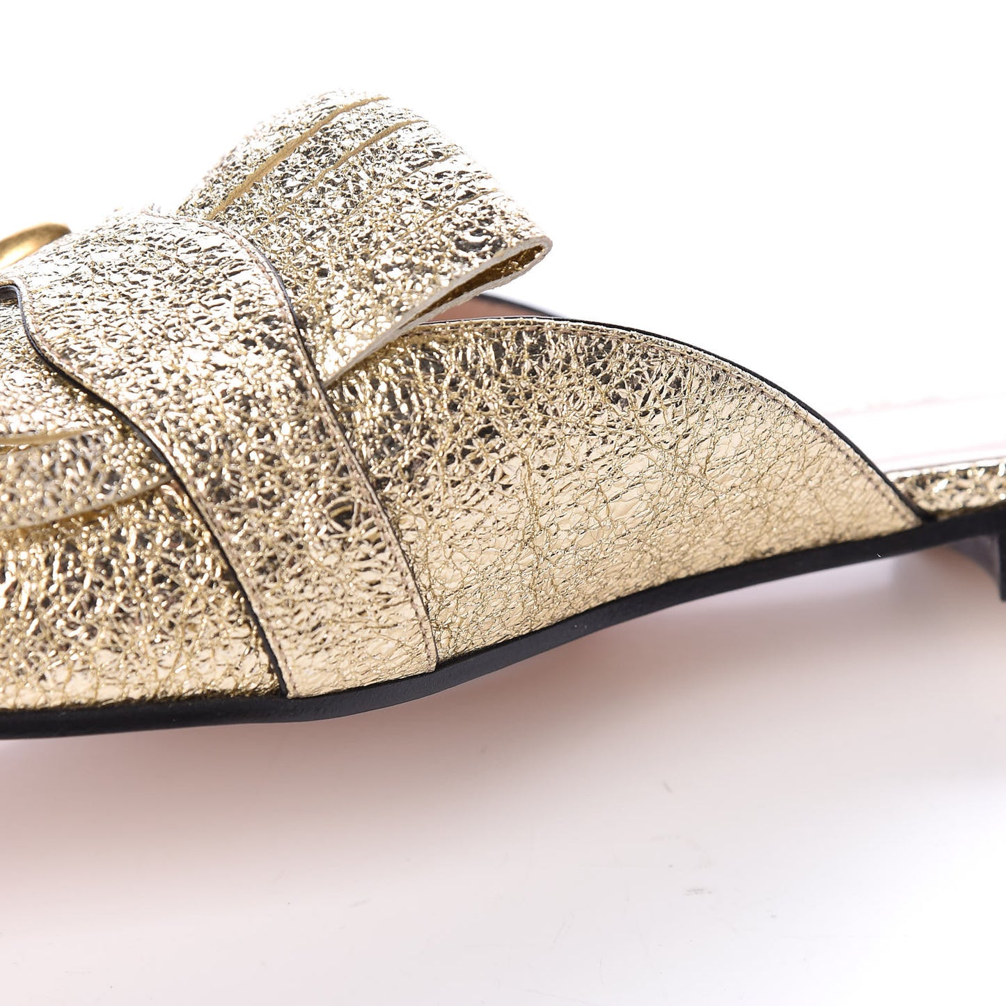 Galassia Womens GG Marmont Fringe Slippers 37.5 Platino