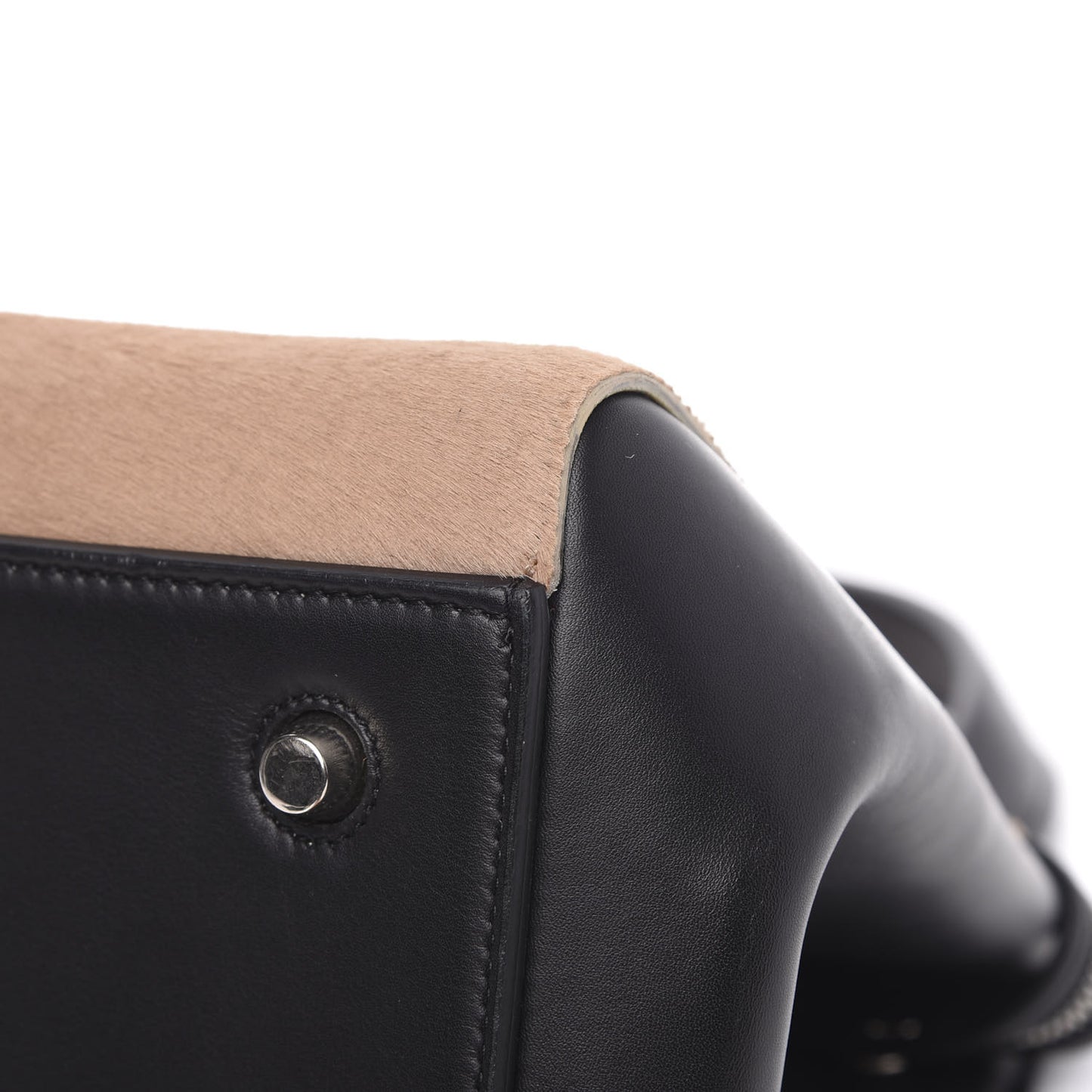 Pony Hair Calfskin Medium Edge Shoulder Bag Praline