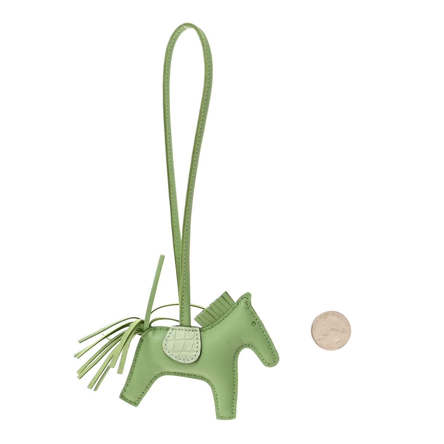 Milo Lambskin Matte Alligator Touch Grigri Rodeo Horse Bag Charm PM Vert Criquet Vert D'eau