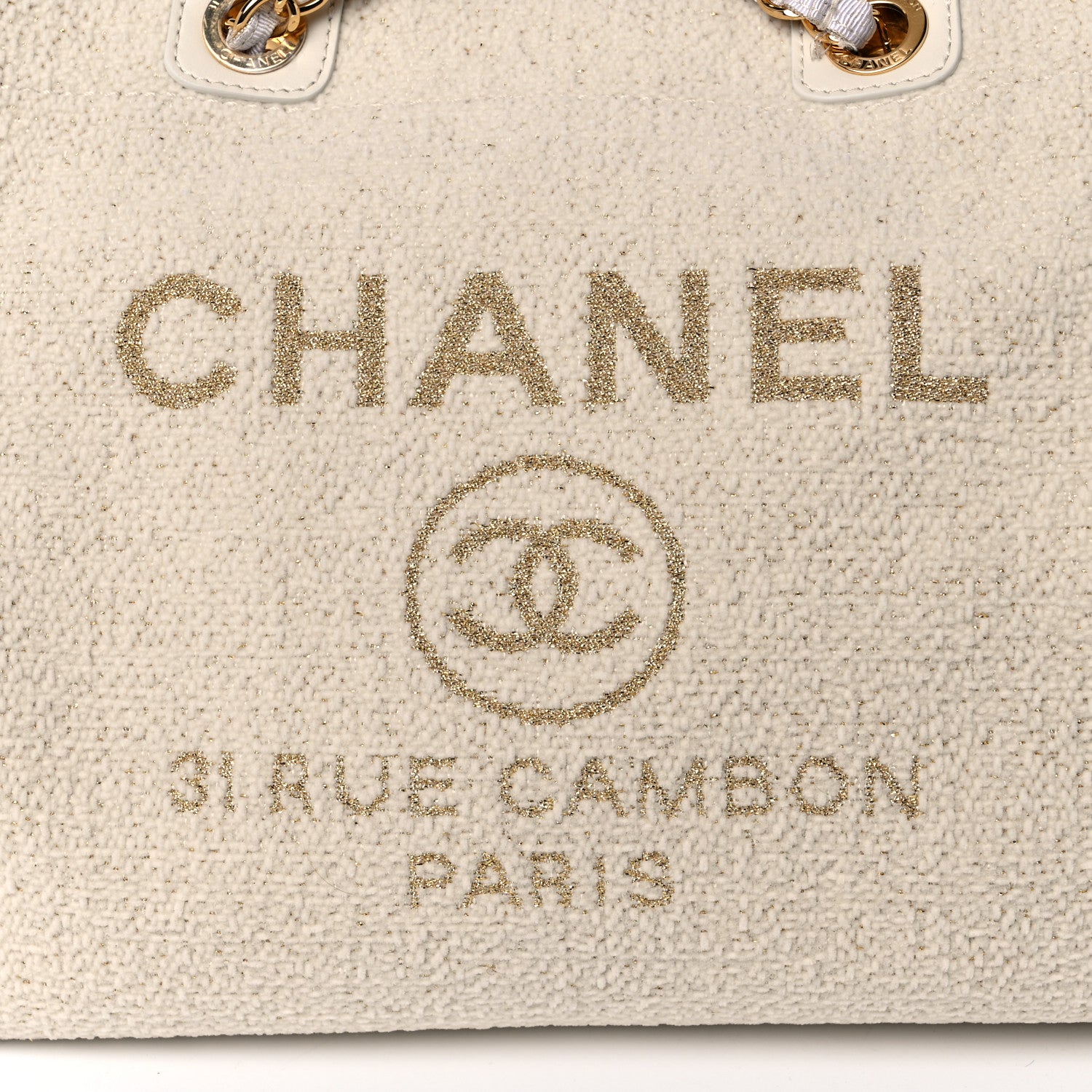 Chanel Lurex Boucle Large Deauville Tote White 9 of 10