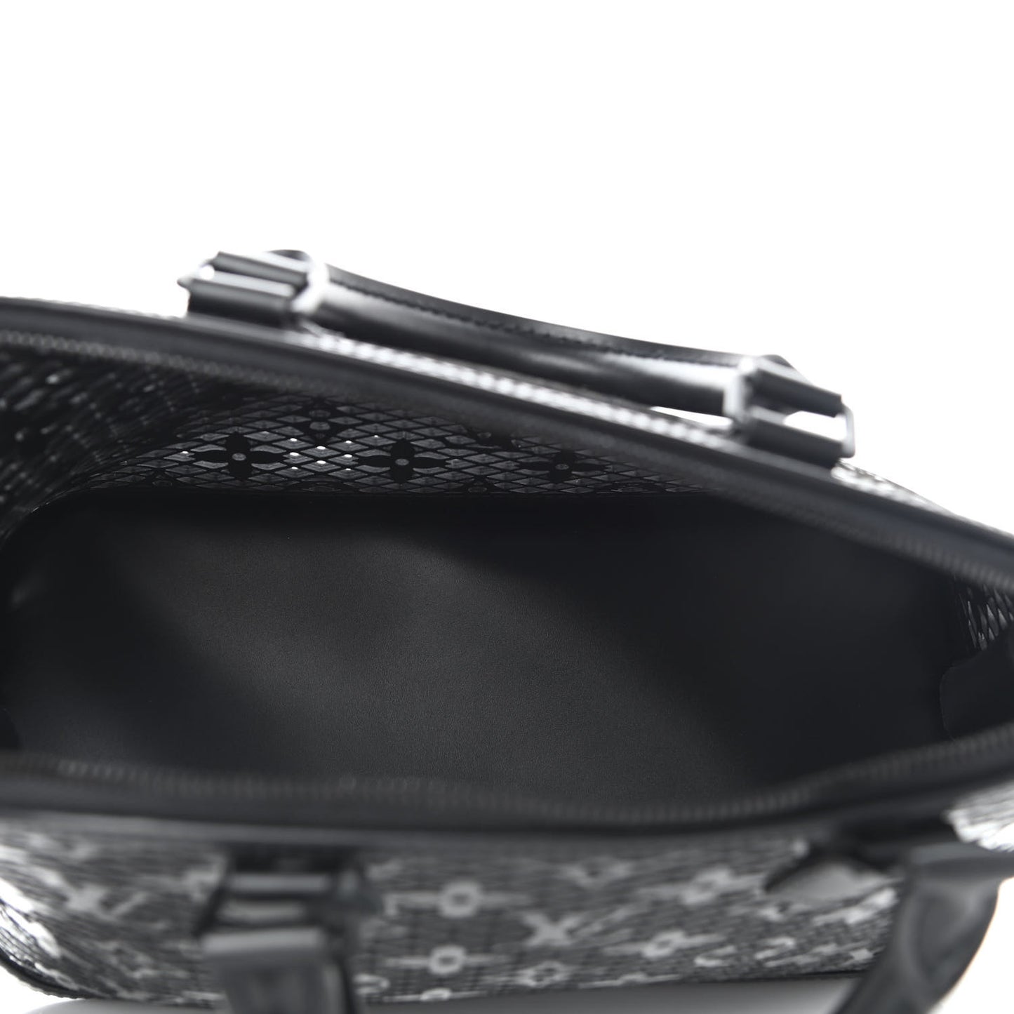 Patent Calfskin Laced Monogram Alma PM Black