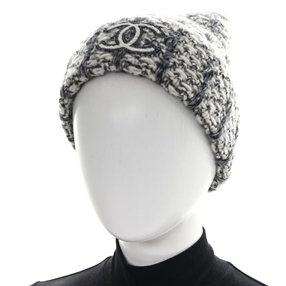 Chanel Cashmere CC Beanie Hat Grey Ecru 2 of 5
