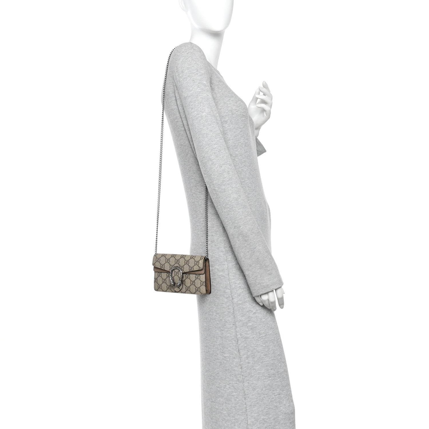 Gucci GG Supreme Monogram Super Mini Dionysus Shoulder Bag Taupe 2 of 15