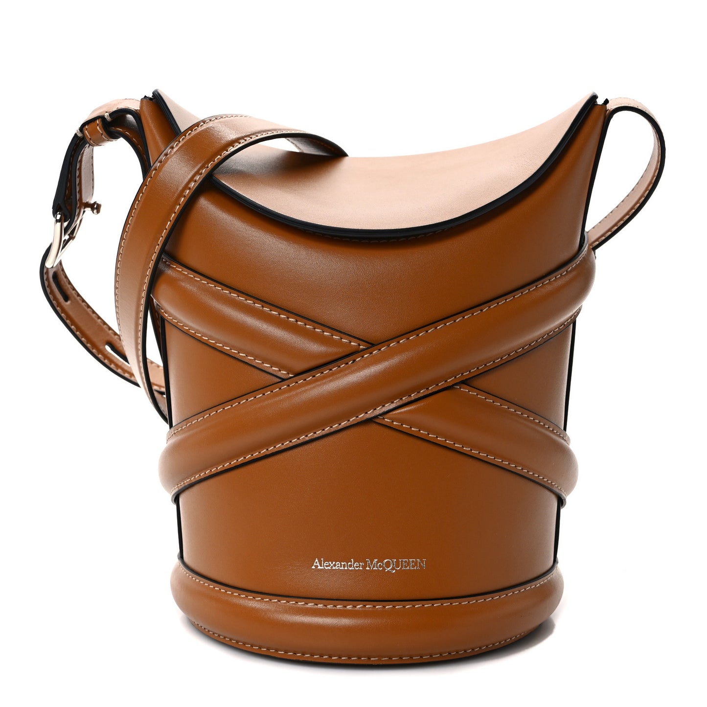 Calfskin The Curve Small Shoulder Bag Tan