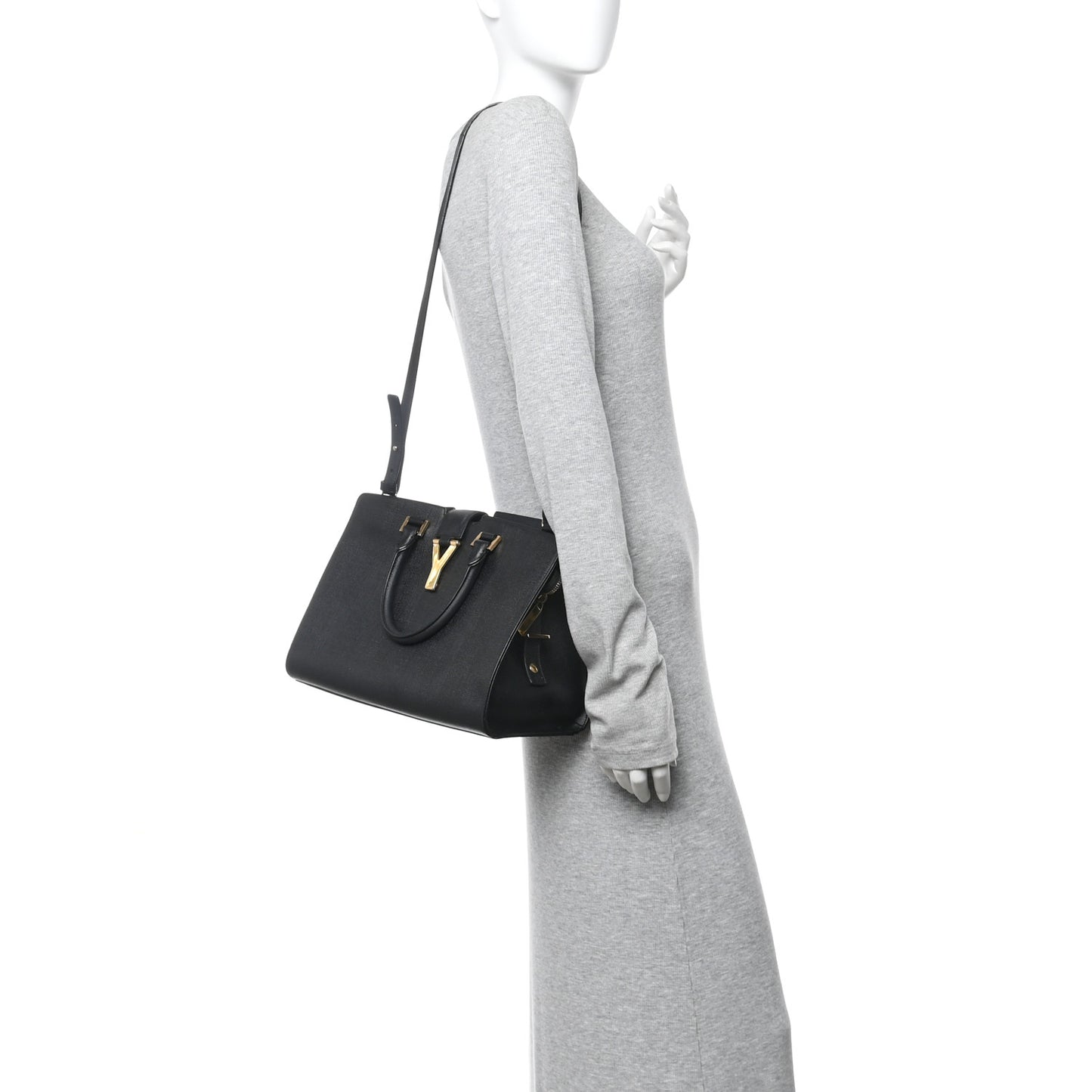 Textured Calfskin Small Classic Y Cabas Black