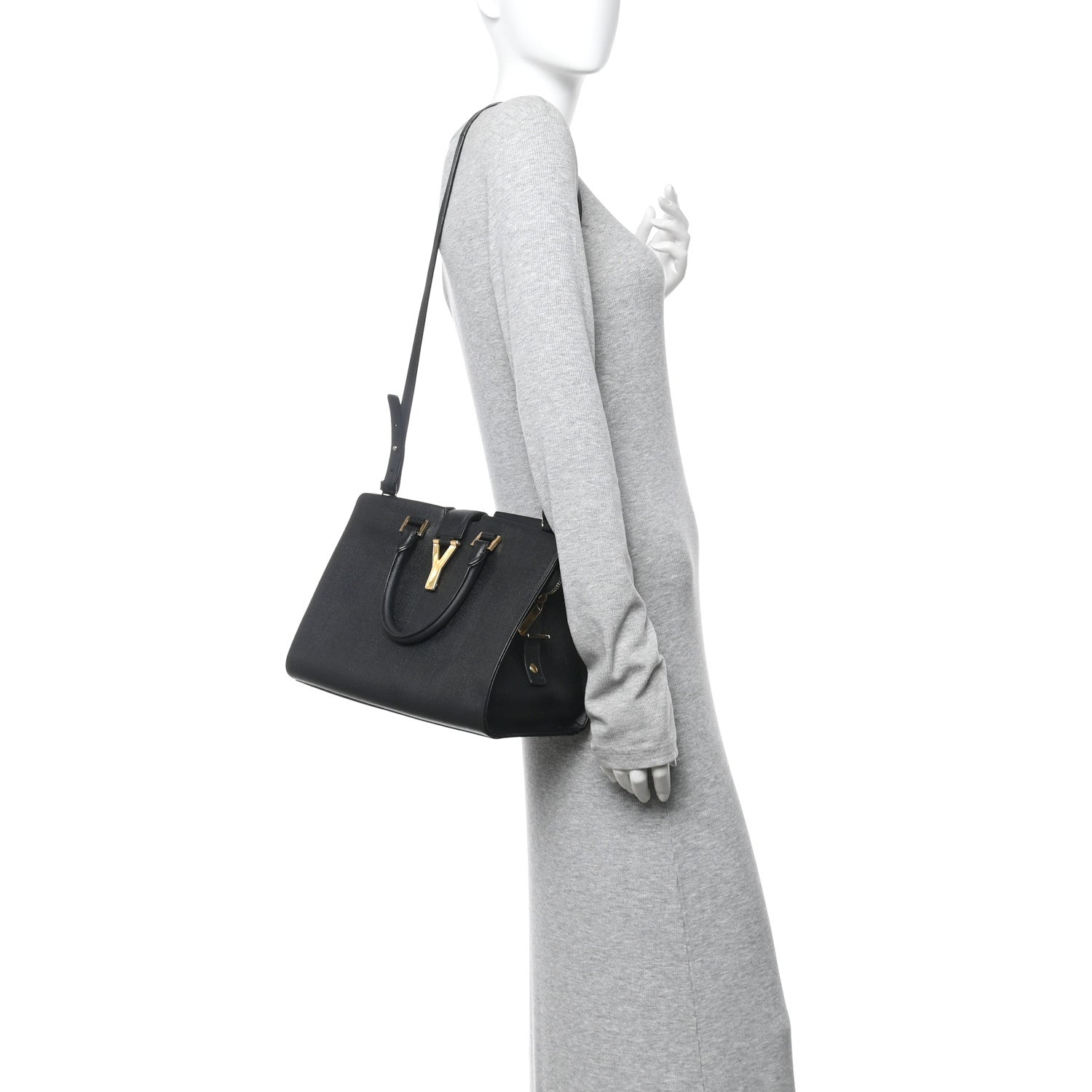 Saint Laurent Textured Calfskin Small Classic Y Cabas Black 2 of 16