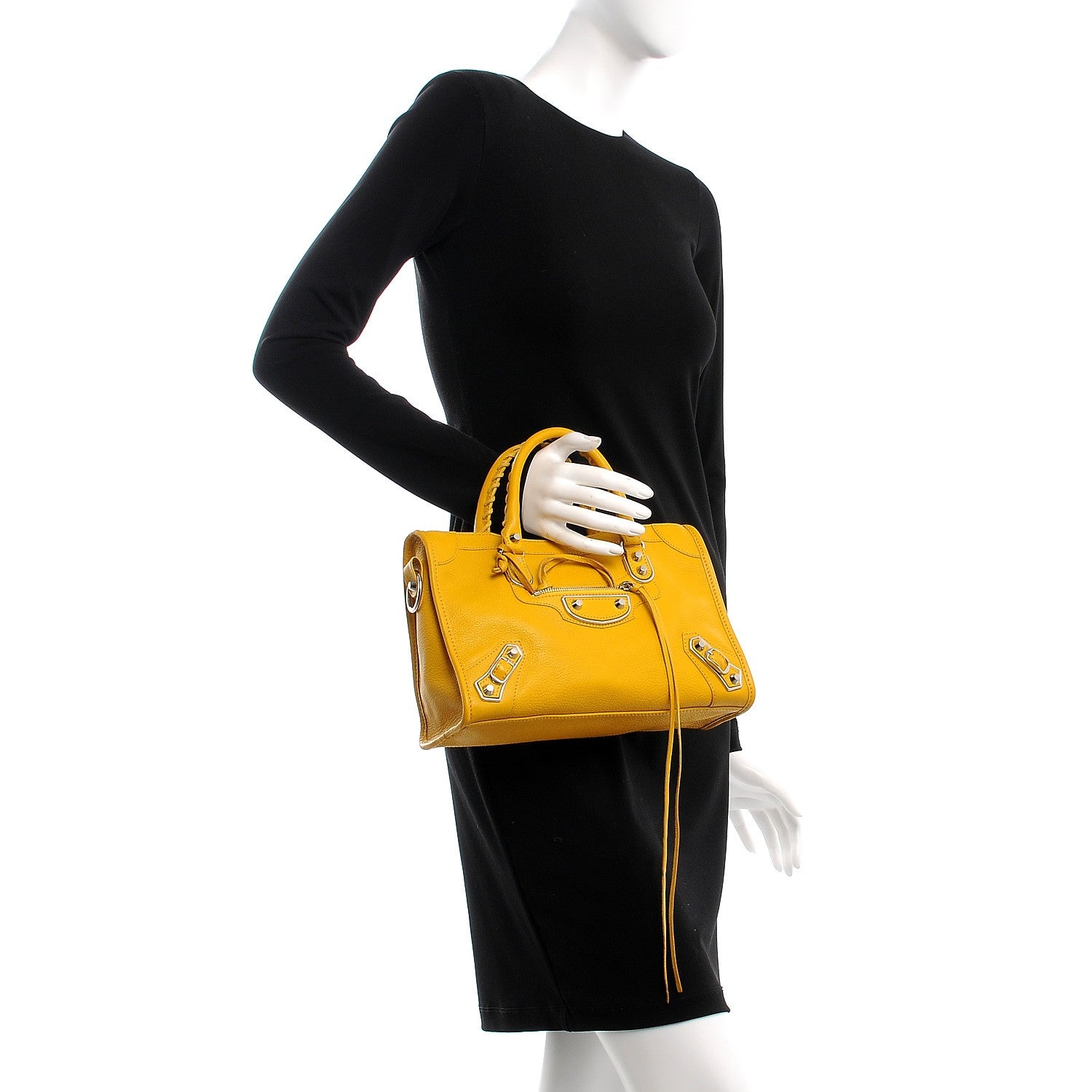 Balenciaga Chevre Silver Metallic Edge Hardware S City Jaune Epi 3 of 12