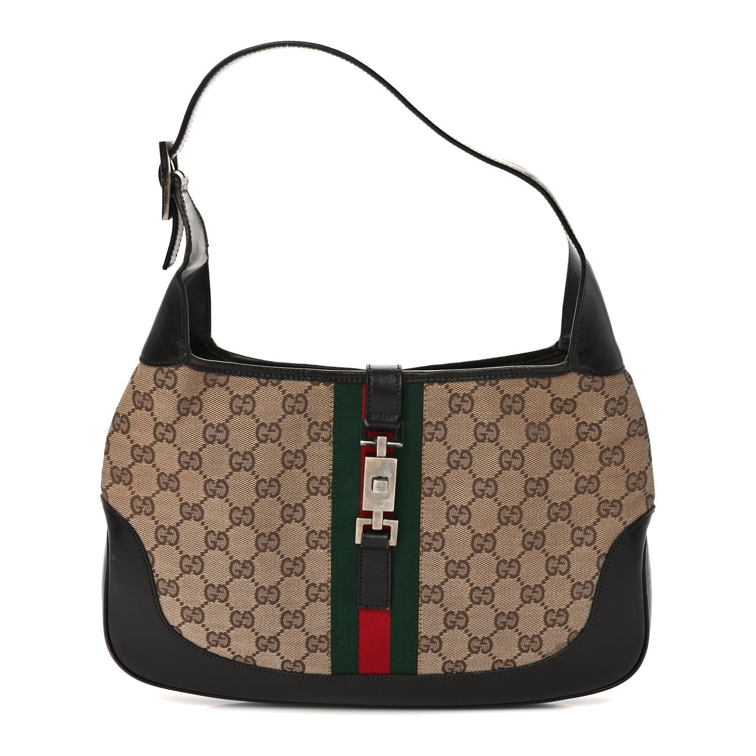 Gucci Monogram Web Jackie O Hobo Dark Brown 1 of 13