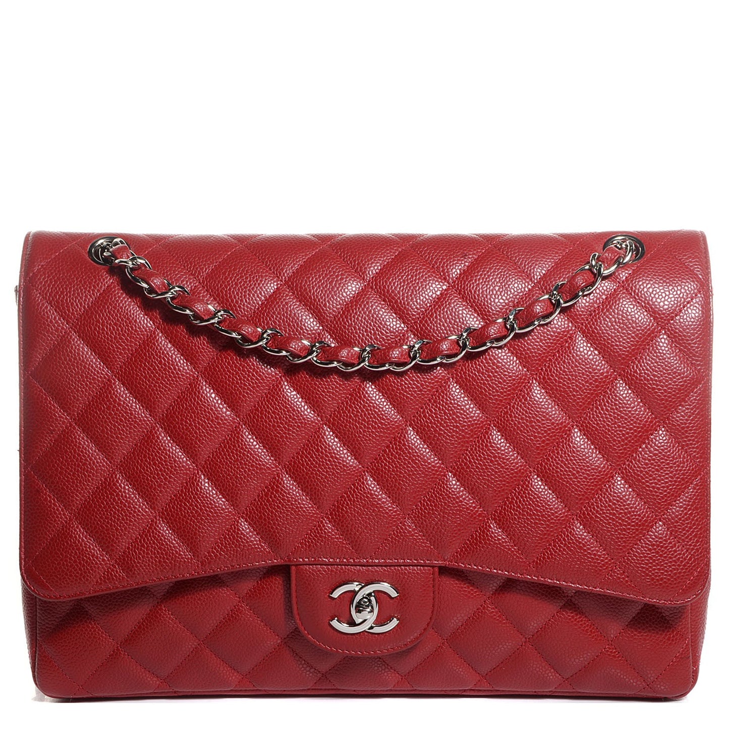 Caviar Quilted Maxi Single Flap Red
