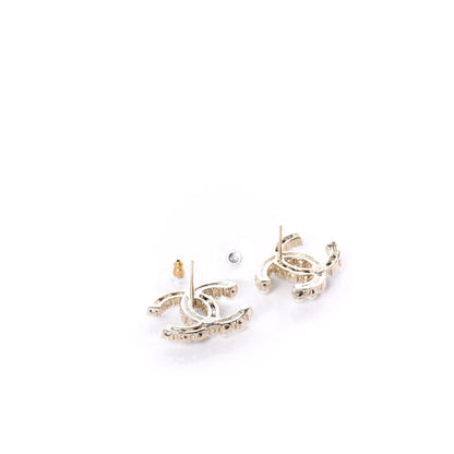 Chanel Resin Pearl CC Dazzling Domino Earrings Gold Black 3 of 5