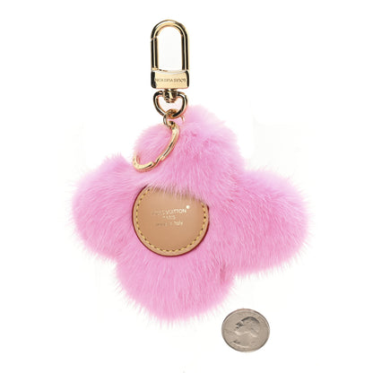 Louis Vuitton Calfskin Mink Fur Vivienne Bag Charm Key Holder Pink 2 of 3
