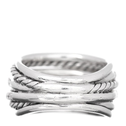 David Yurman Sterling Silver Diamond Crossover Dome Ring 56 7.5 3 of 4