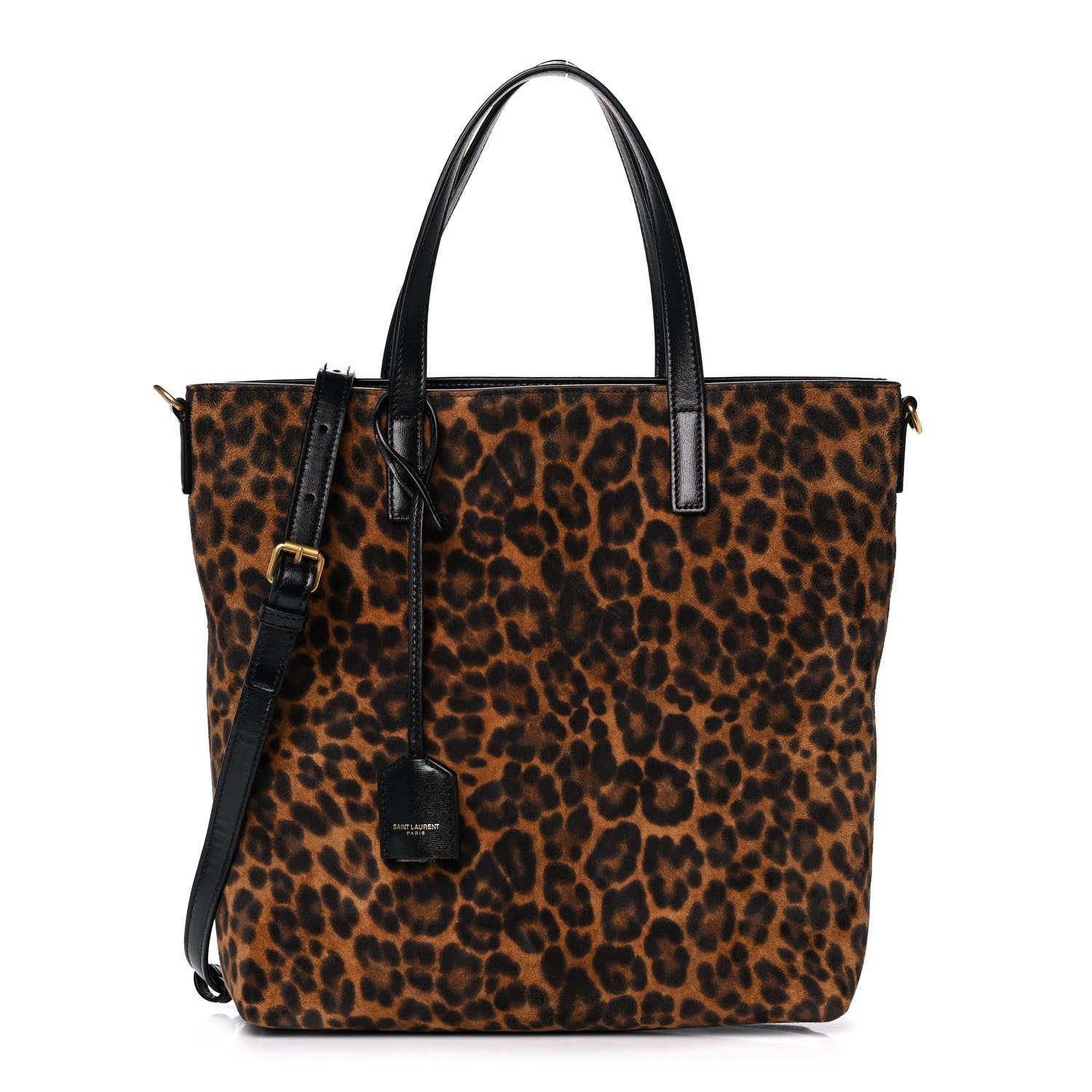 Saint Laurent Suede Leopard Print Toy Shopping Tote Naturale 1 of 12