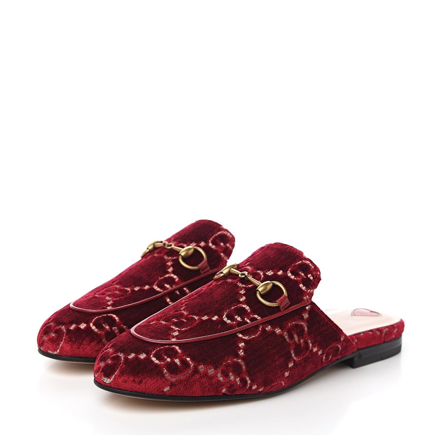 Velvet GG Monogram Womens Princetown Slippers 35.5 Red Cipria